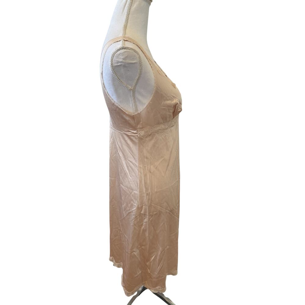 Vintage Full Slip Lace Trim Light Tan - Picture 3 of 4